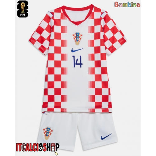 Croazia Ivan Perisic #14 Prima Maglia Bambino Mondiali 2026 Manica Corta (+ Pantaloni corti)